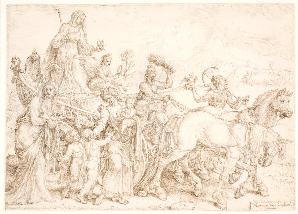Triumphwagen. Humilitas (Demut) von Maarten van Heemskerck