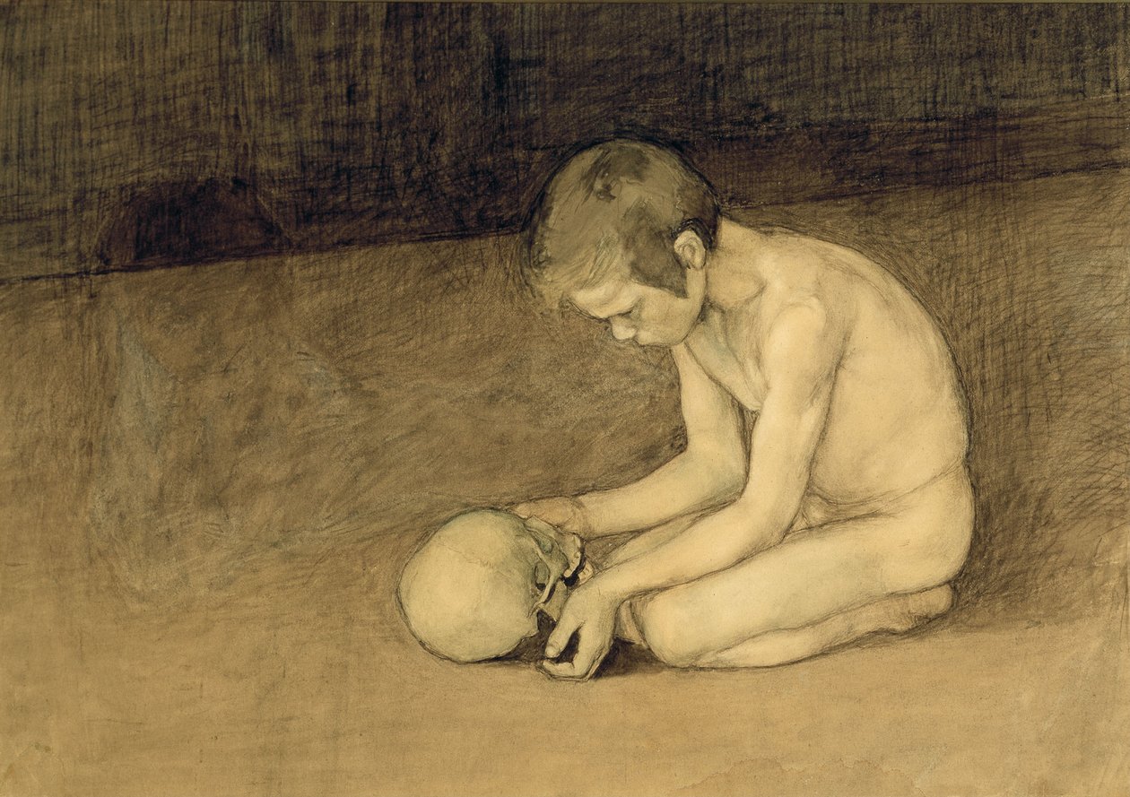 Junge mit Schädel von Magnus Enckell