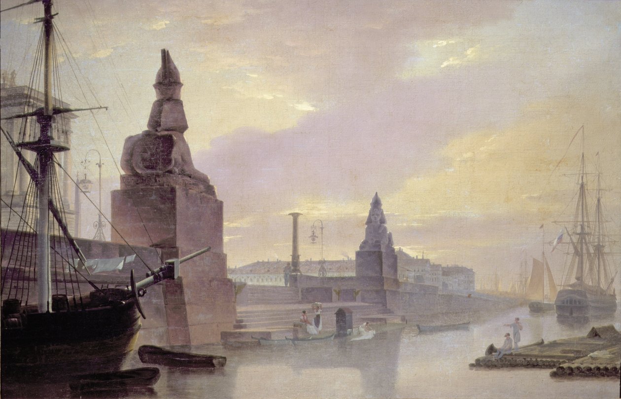 Das Newa-Ufer bei der Kunstakademie, 1835 von Maksim Nikiforovich Vorobiev
