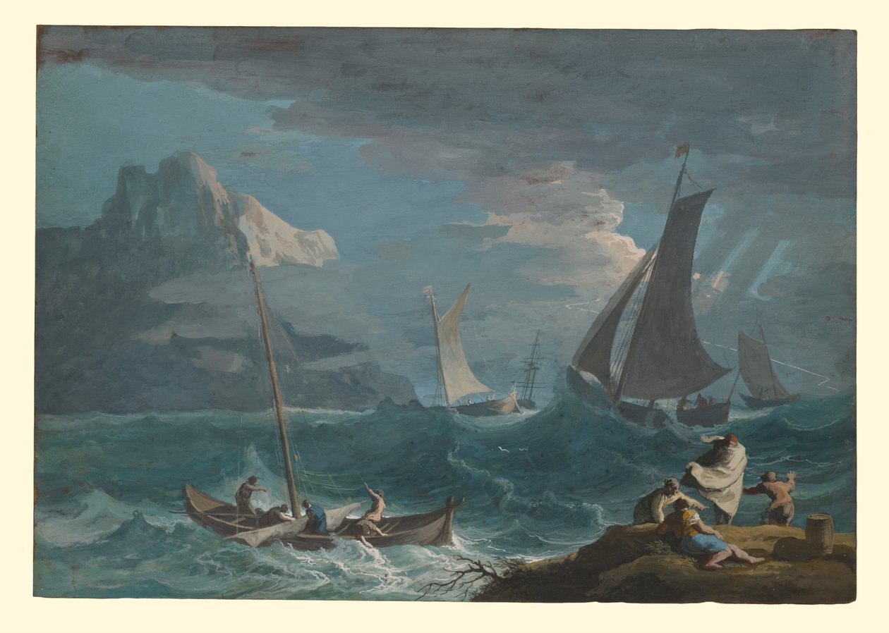 Fischerboote im Sturm von Marco Ricci