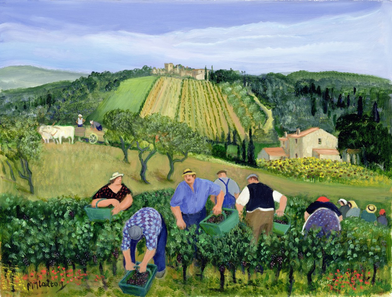 Weinberg, Oliven und Sonnenblumen von Margaret Loxton