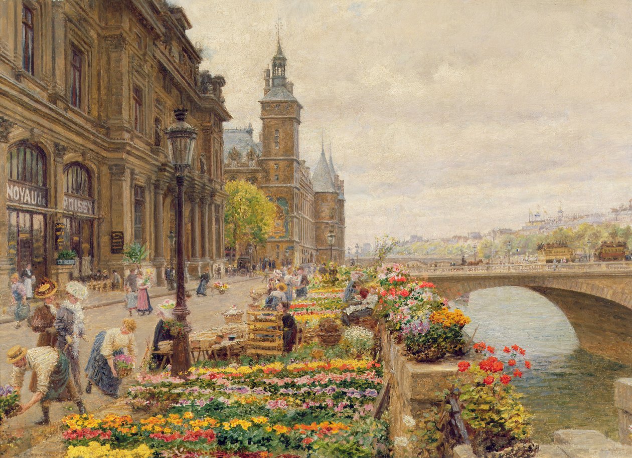Der Pariser Blumenmarkt von Marie Francois Firmin Girard