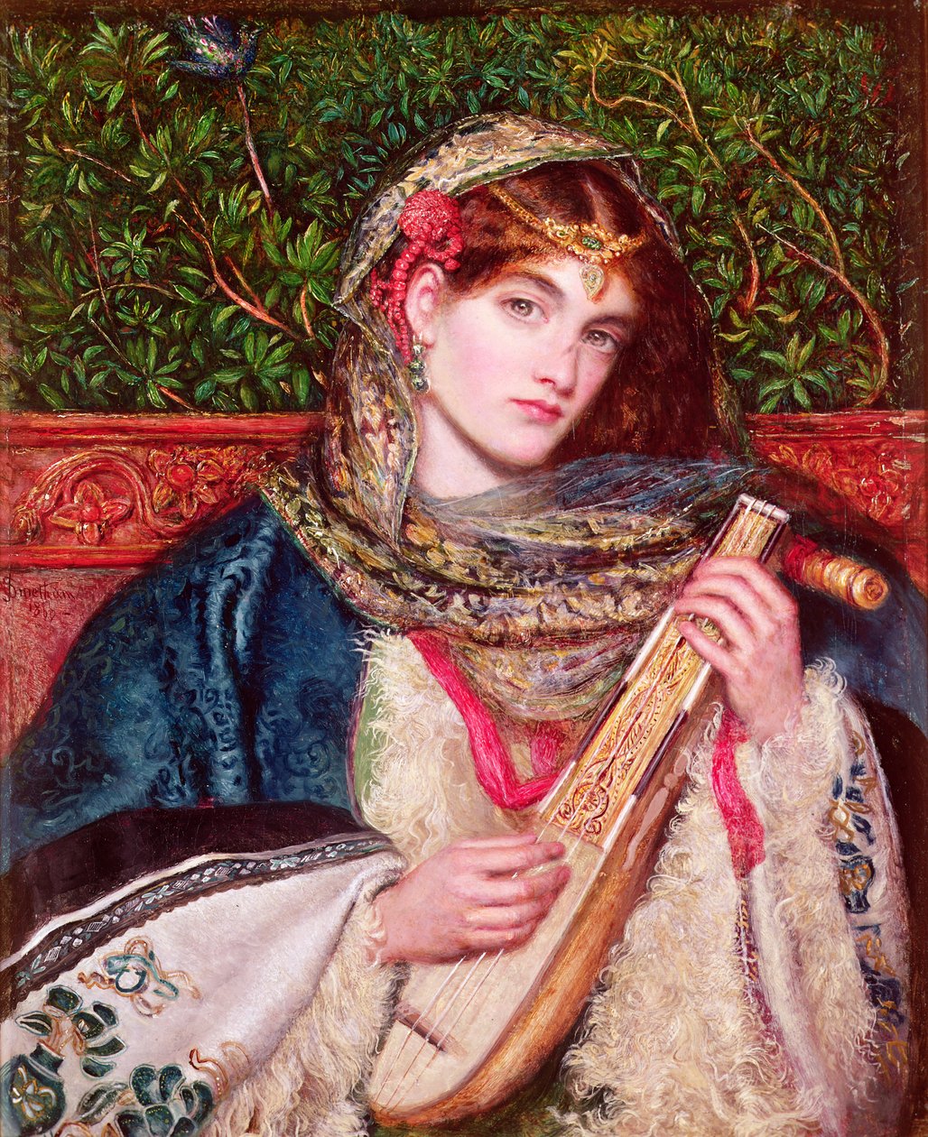 Mädchen spielt Musik von Marie Spartali Stillman