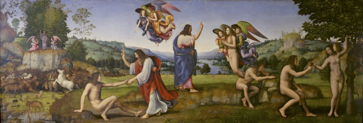 Die Schöpfung, Versuchung und der Sündenfall von Mariotto Albertinelli