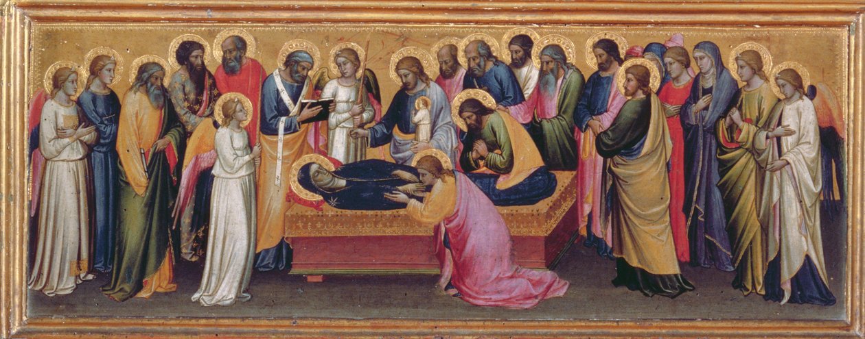 Madonna mit Kind und Heiligen, Detail der Predella, die den Tod der Jungfrau darstellt (Detail) von Mariotto di Nardo