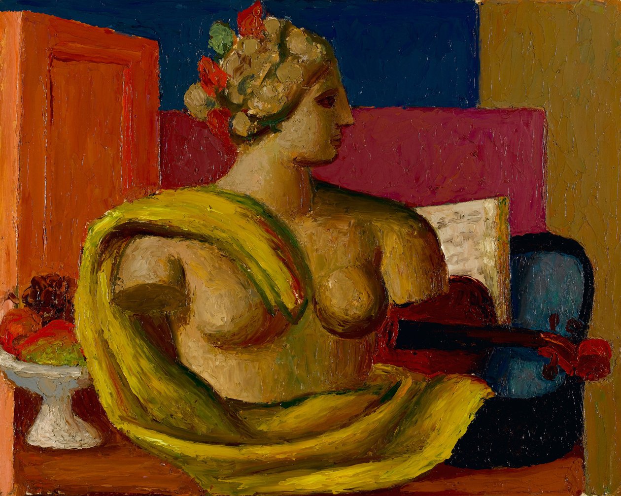 Violine und Büste, ca. 1934 von Mark Gertler