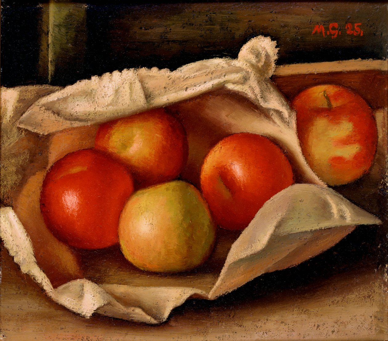 Äpfel in einer Tasche von Mark Gertler