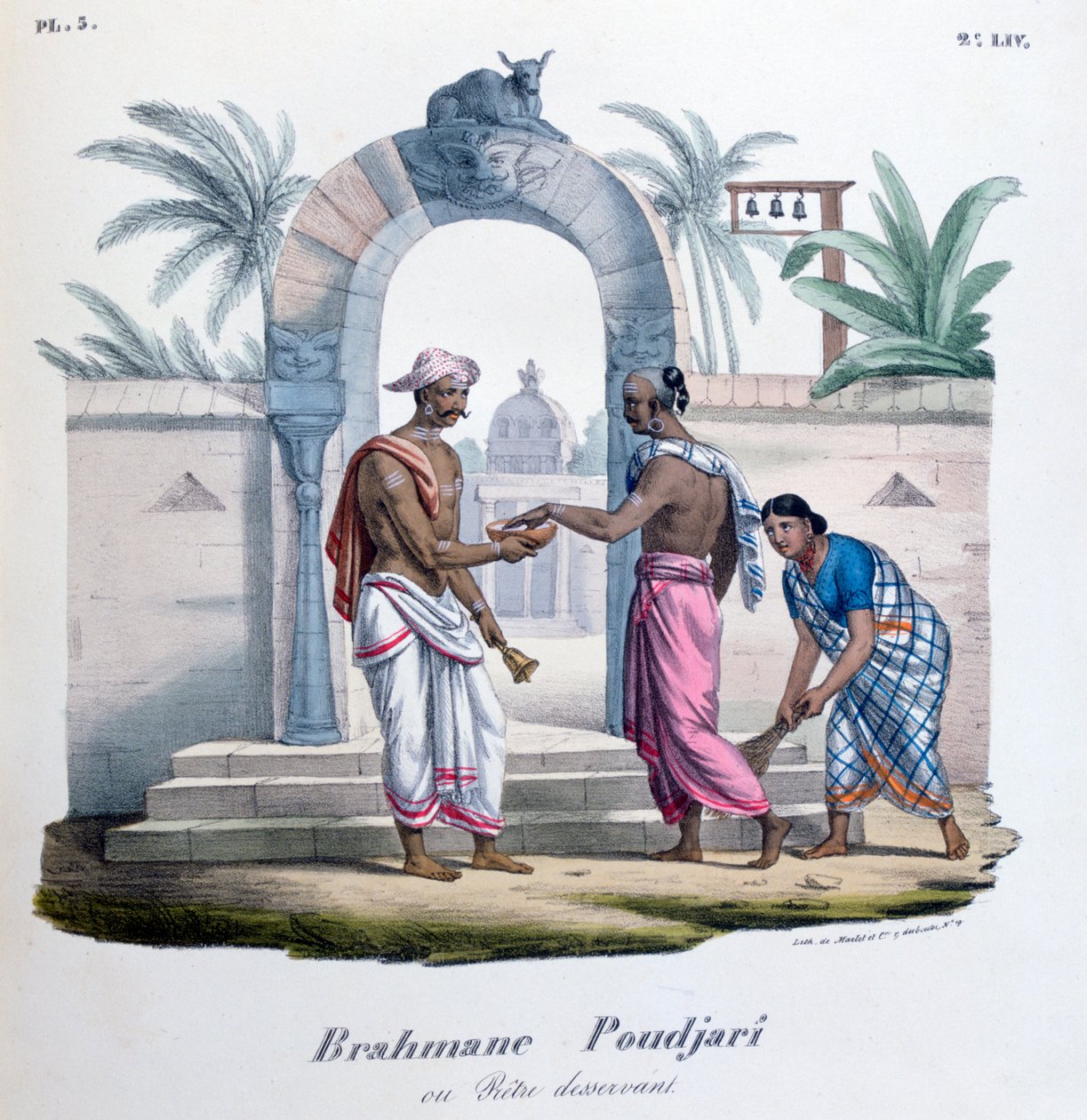 Vor einem Tempel, Indien, 1828 von Marlet et Cie