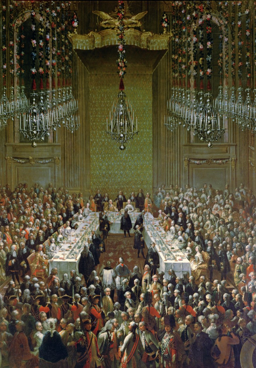 Bankett im Redoutensaal, Wien, 1760 (Detail) von Martin II Mytens or Meytens