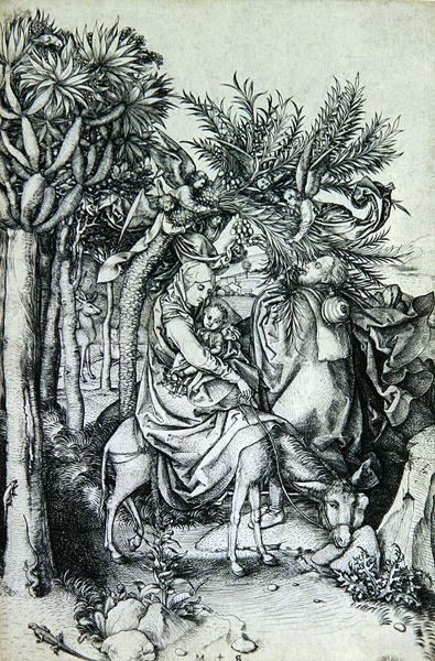 Die Flucht nach Ägypten (Gravur) von Martin Schongauer