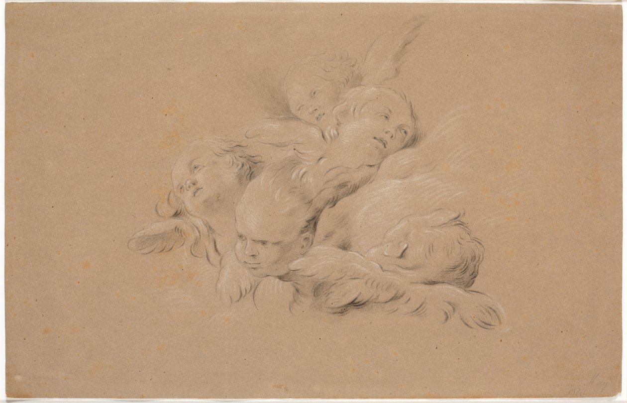 Studien von Engelsköpfen in einer Wolke von Martinus Rørbye