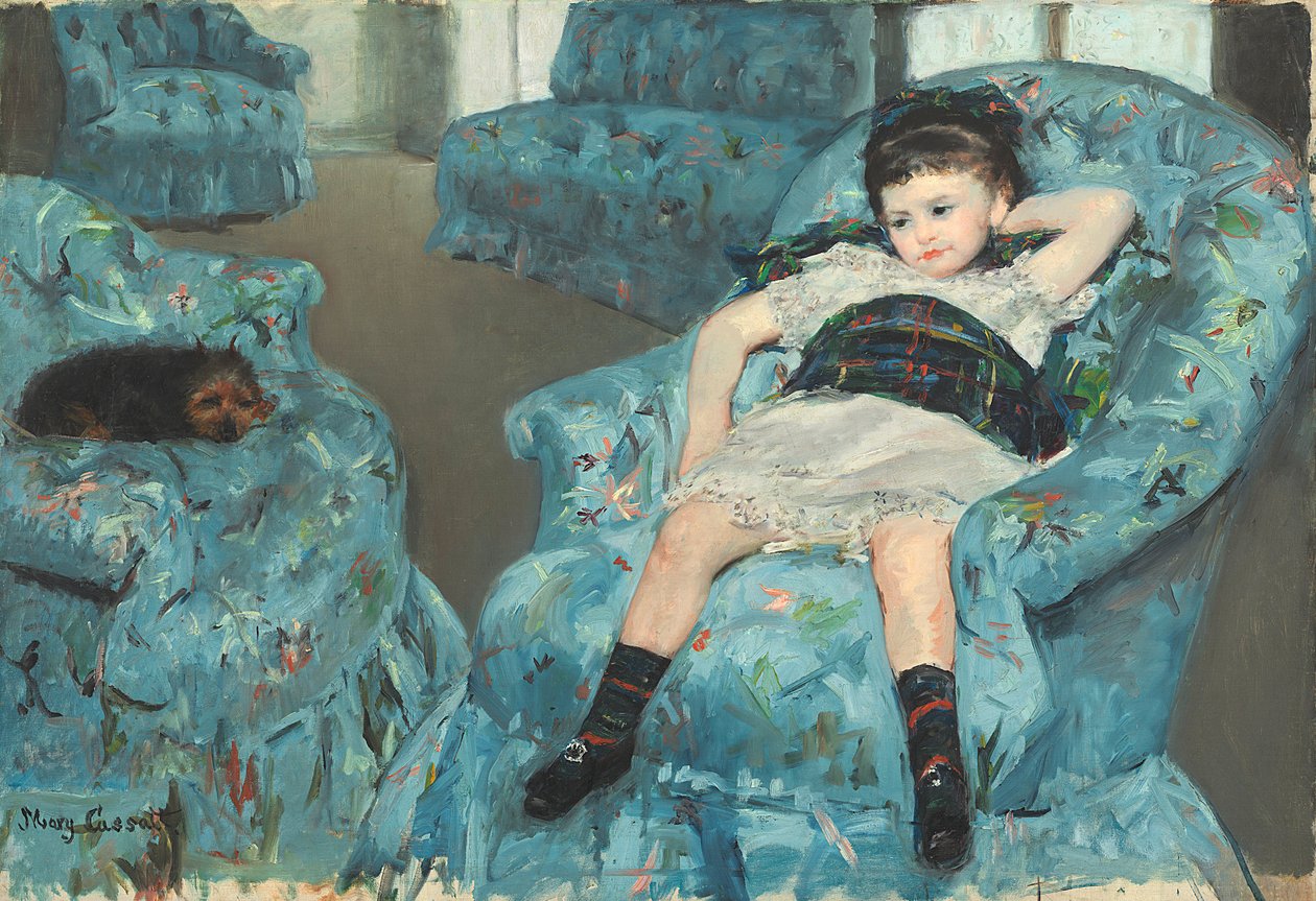 Kleines Mädchen in einem blauen Sessel, 1878 von Mary Cassatt