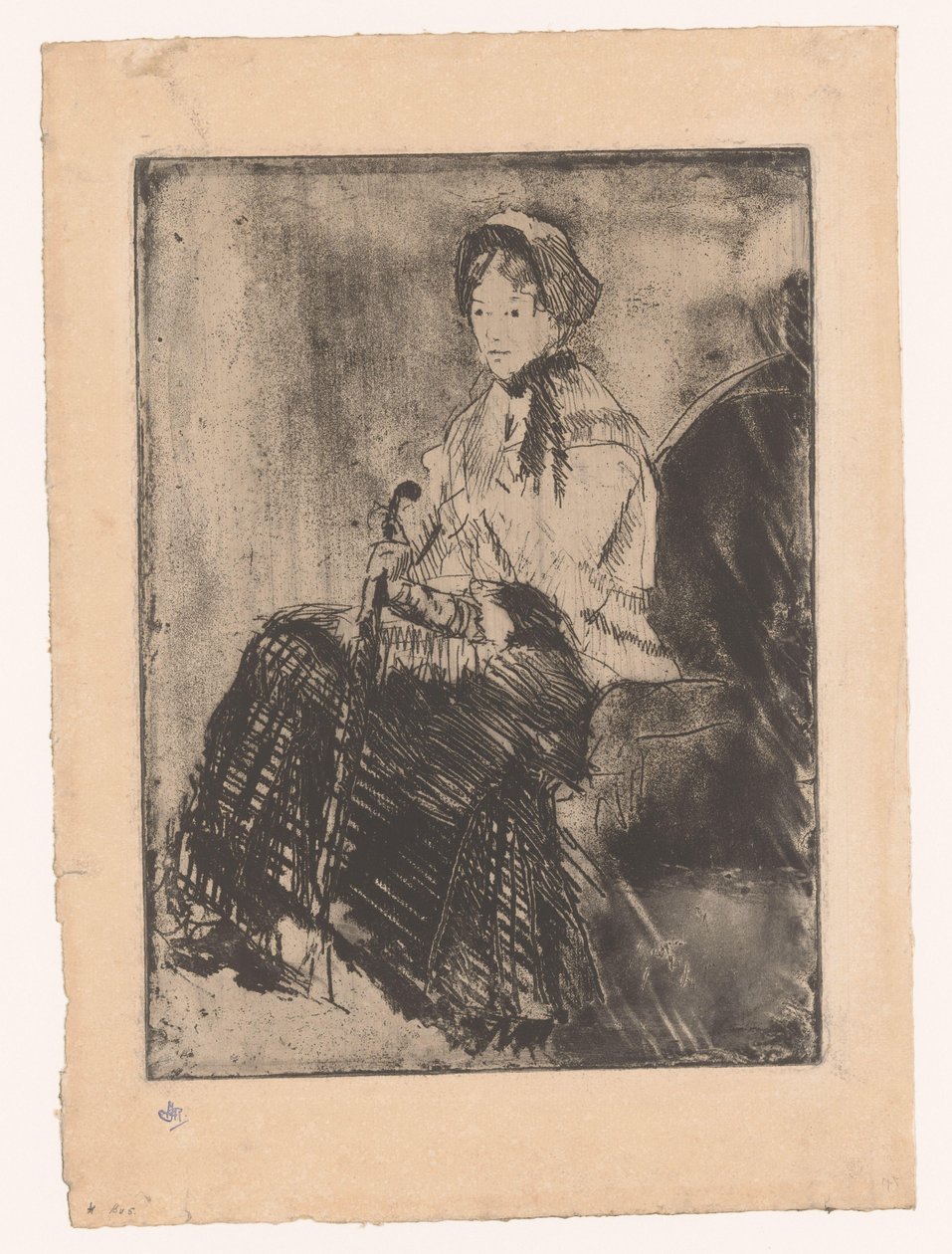 Sitzende Frau mit Regenschirm von Mary Cassatt