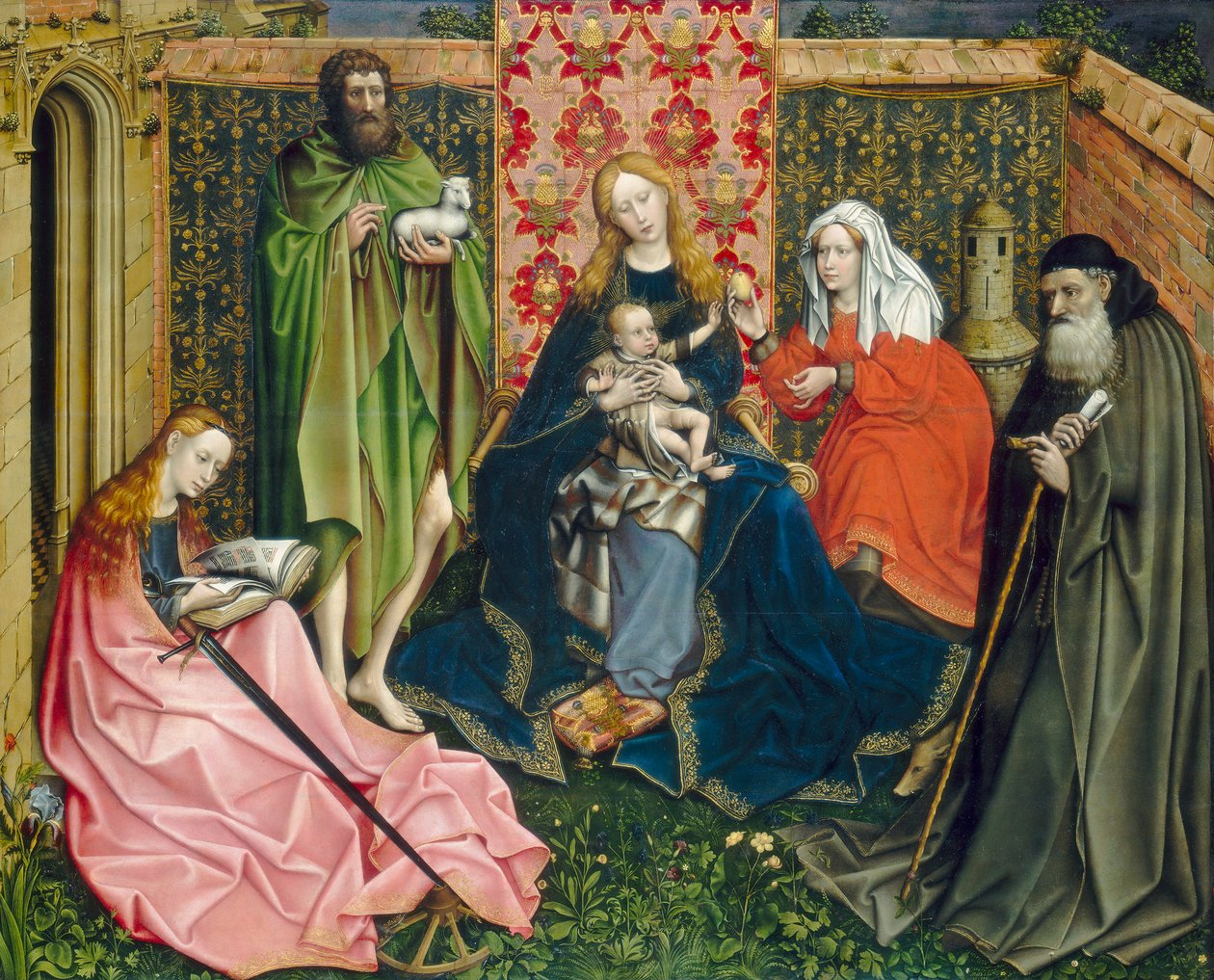 Madonna und Kind mit Heiligen im umschlossenen Garten, ca. 1440-60 von Master of Flémalle