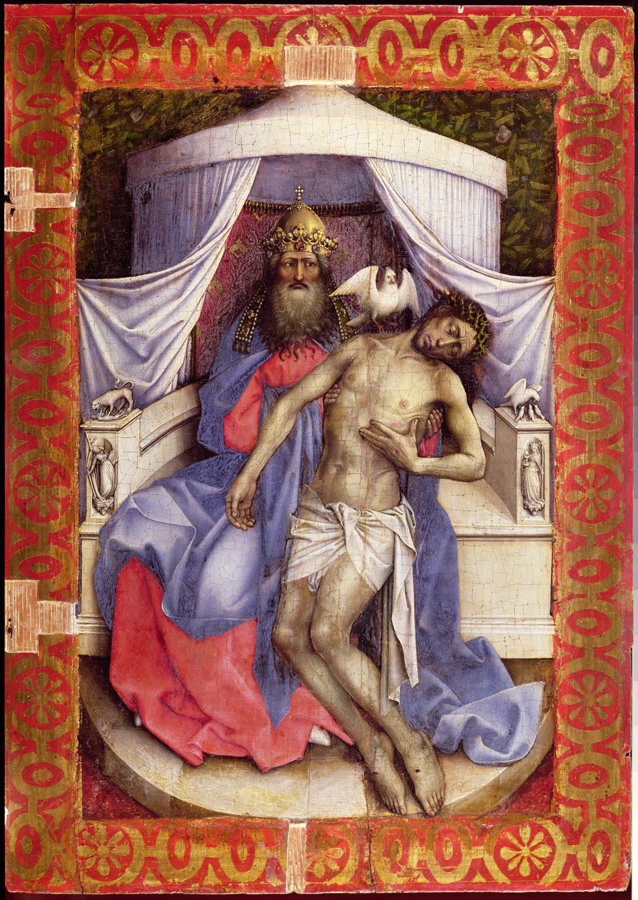 Trauernde Dreifaltigkeit (Thron Gottes) von Master of Flémalle