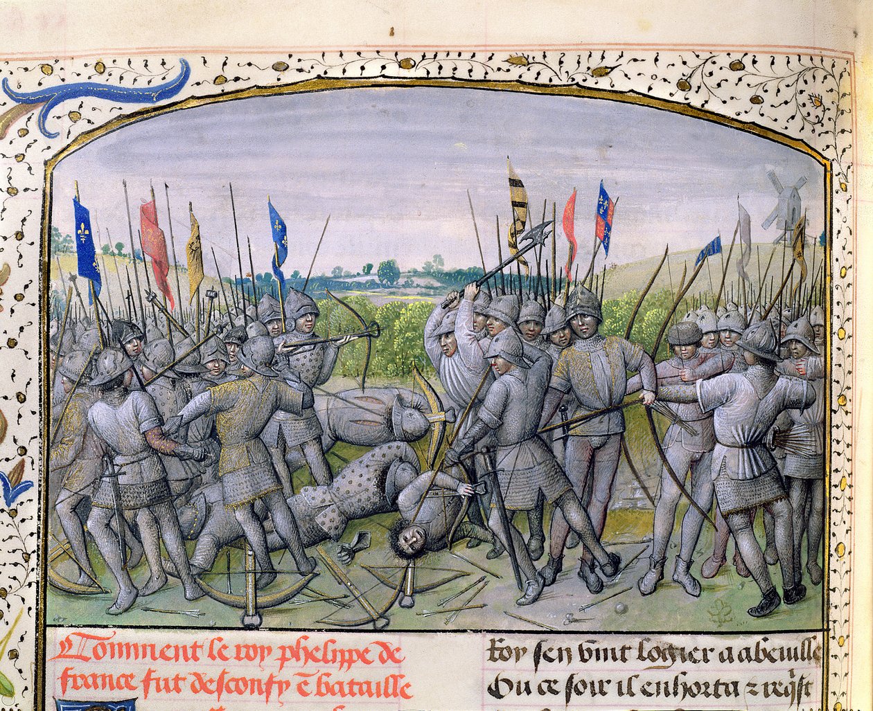 Ms 659 f.255 r. Die Schlacht von Crecy im Jahr 1346, 1477 von Master of Mary of Burgundy