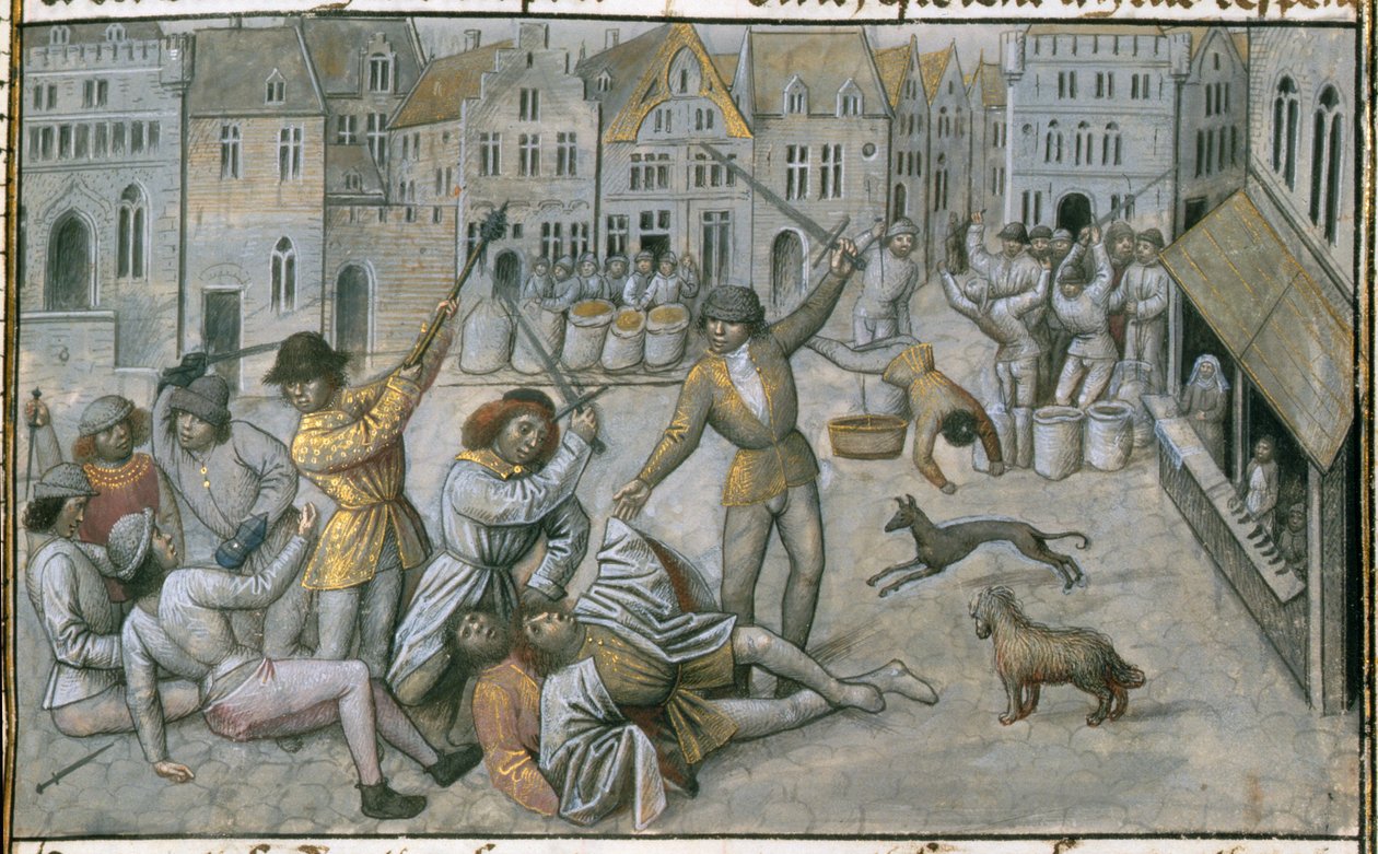 Die Familie Artevelde. Straßenkämpfe in Gent, 1477 (Detail) von Master of Mary of Burgundy