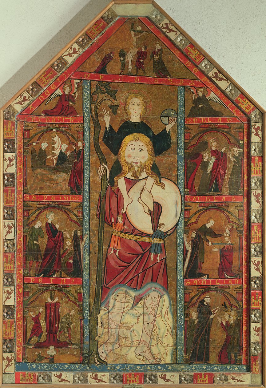 St. Christophorus und das Jesuskind, die Kreuzabnahme und Szenen aus dem Leben der Heiligen von Master of the Castilian School