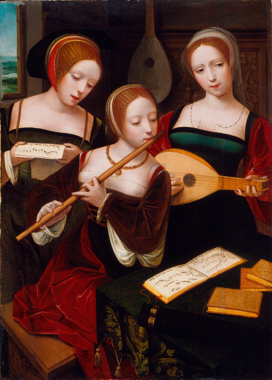 Drei Musiker, ca. 1530 von Master of the Female Half Lengths