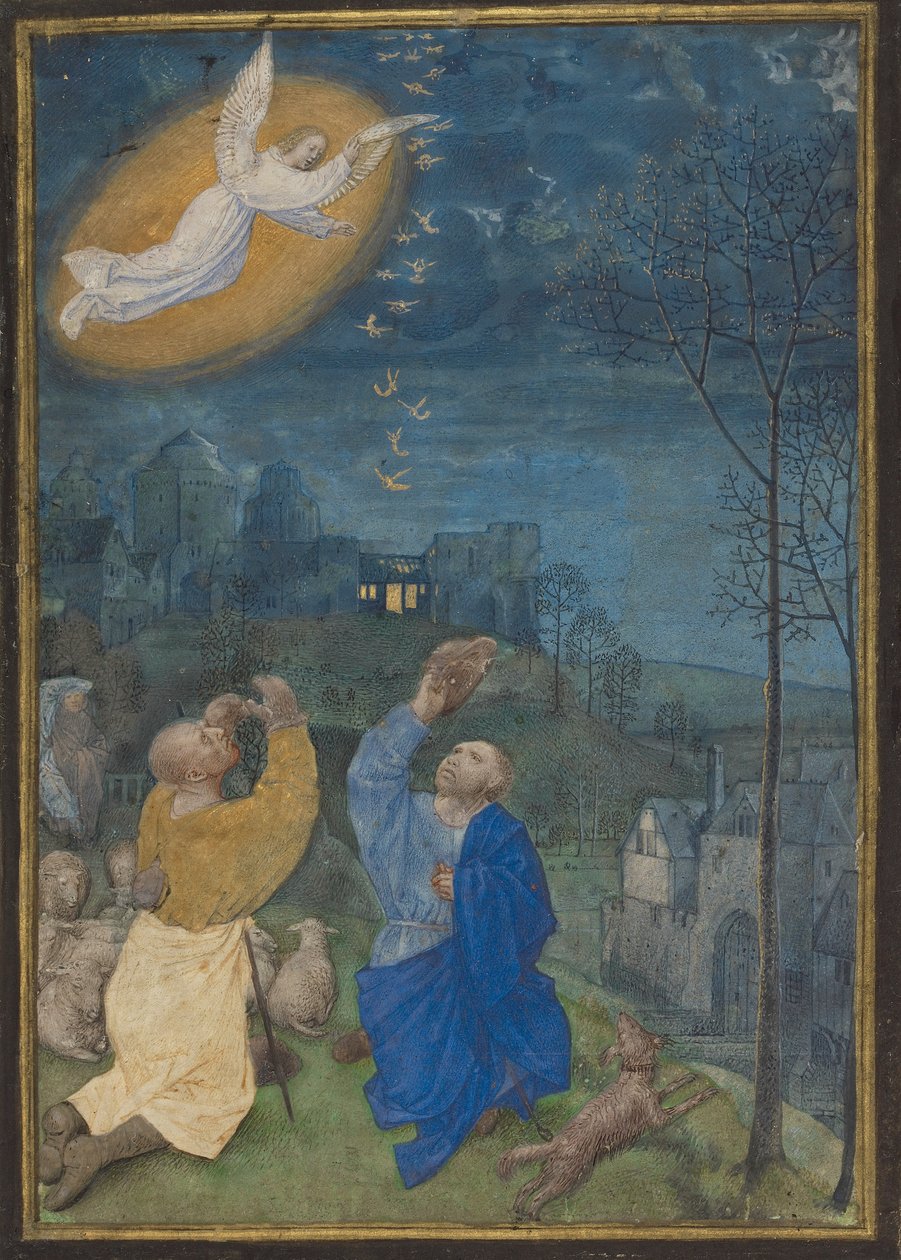 Die Verkündigung an die Hirten, Miniatur aus den Emerson-White Stunden von Master of the Houghton Miniatures