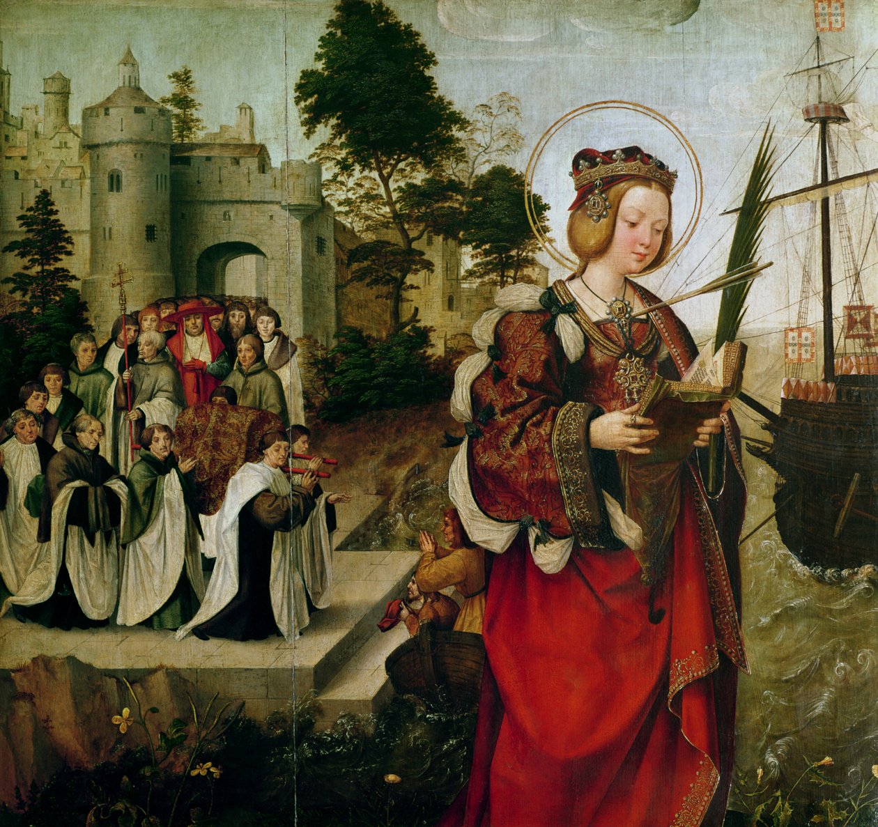 Der Leichenzug der Reliquien von St. Auta, aus dem St. Auta Altarbild, ca. 1520 (Detail) von Master of the St. Auta Altarpiece