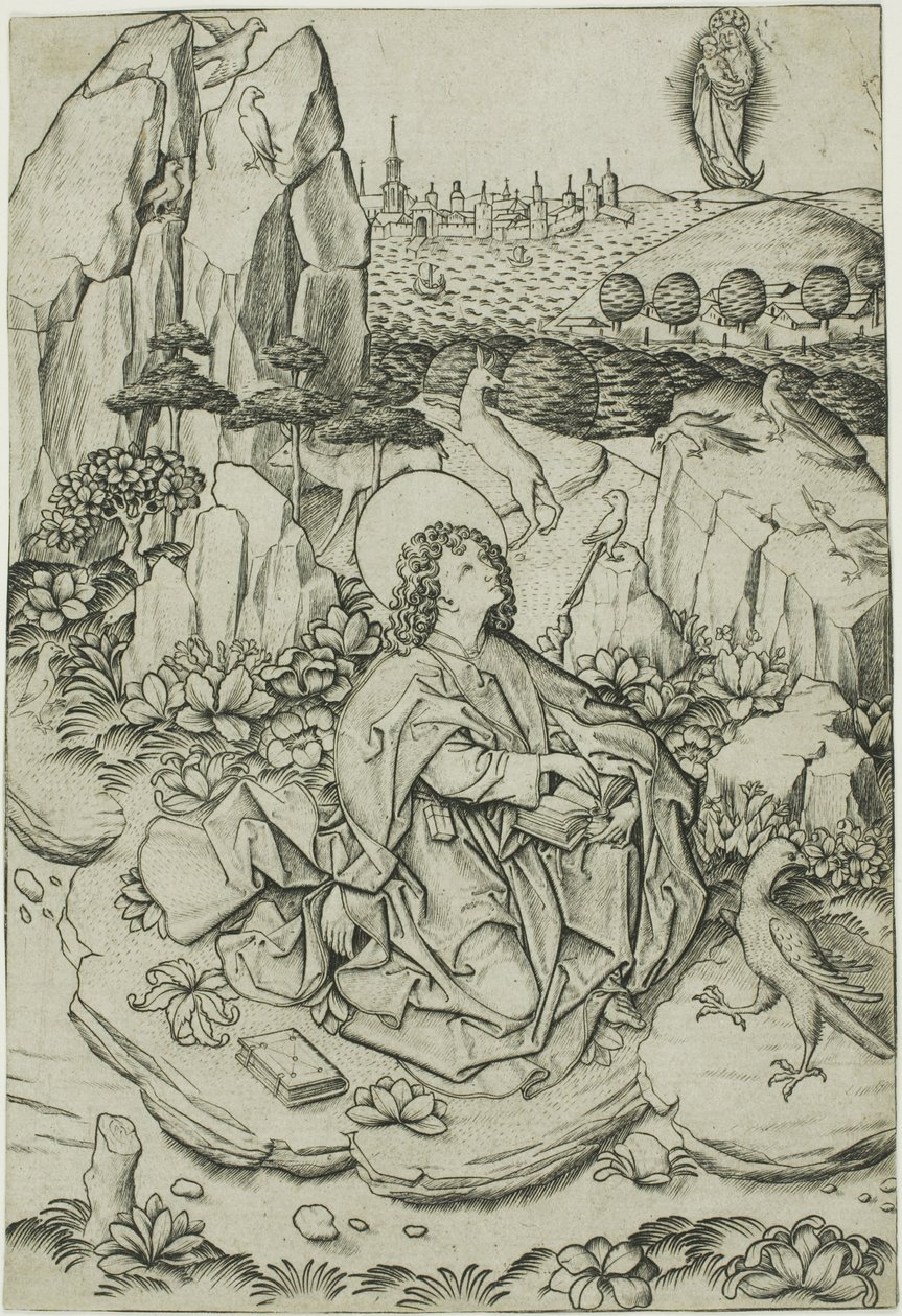 Heiliger Johannes auf der Insel Patmos von Master E.S.