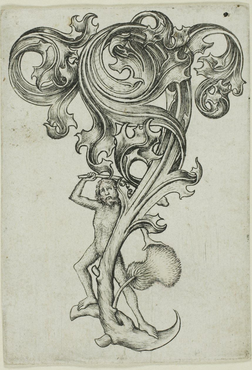 Distelornament mit Wildem Mann von Master E.S.