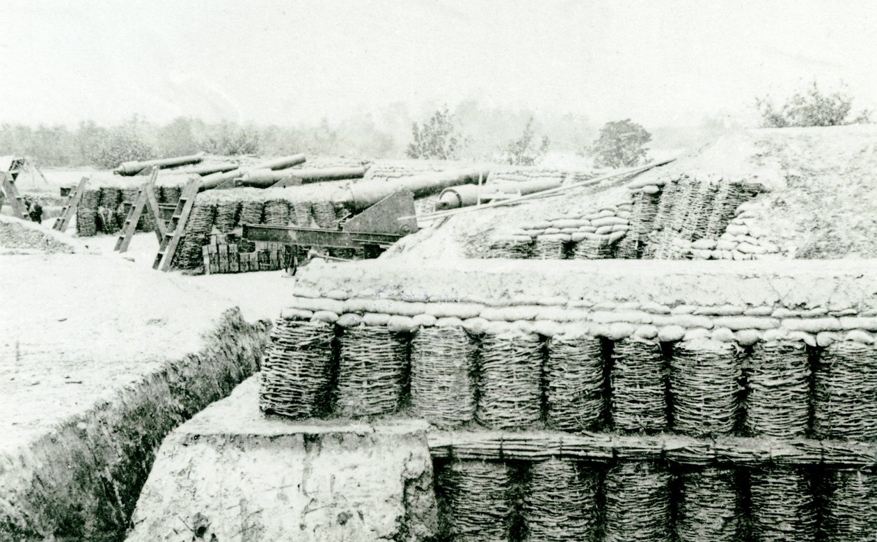 Südwestansicht von Batterie Nr. 1 am Farnholds House, York River, 1862 von Mathew B. Brady