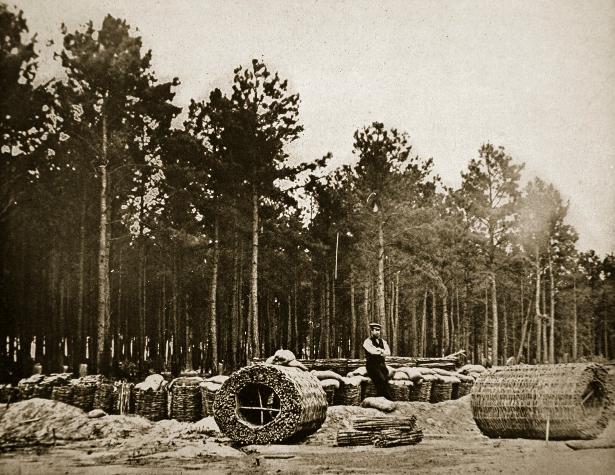 Herstellung von Gabionen vor Petersburg (1861-65) von Mathew B. Brady