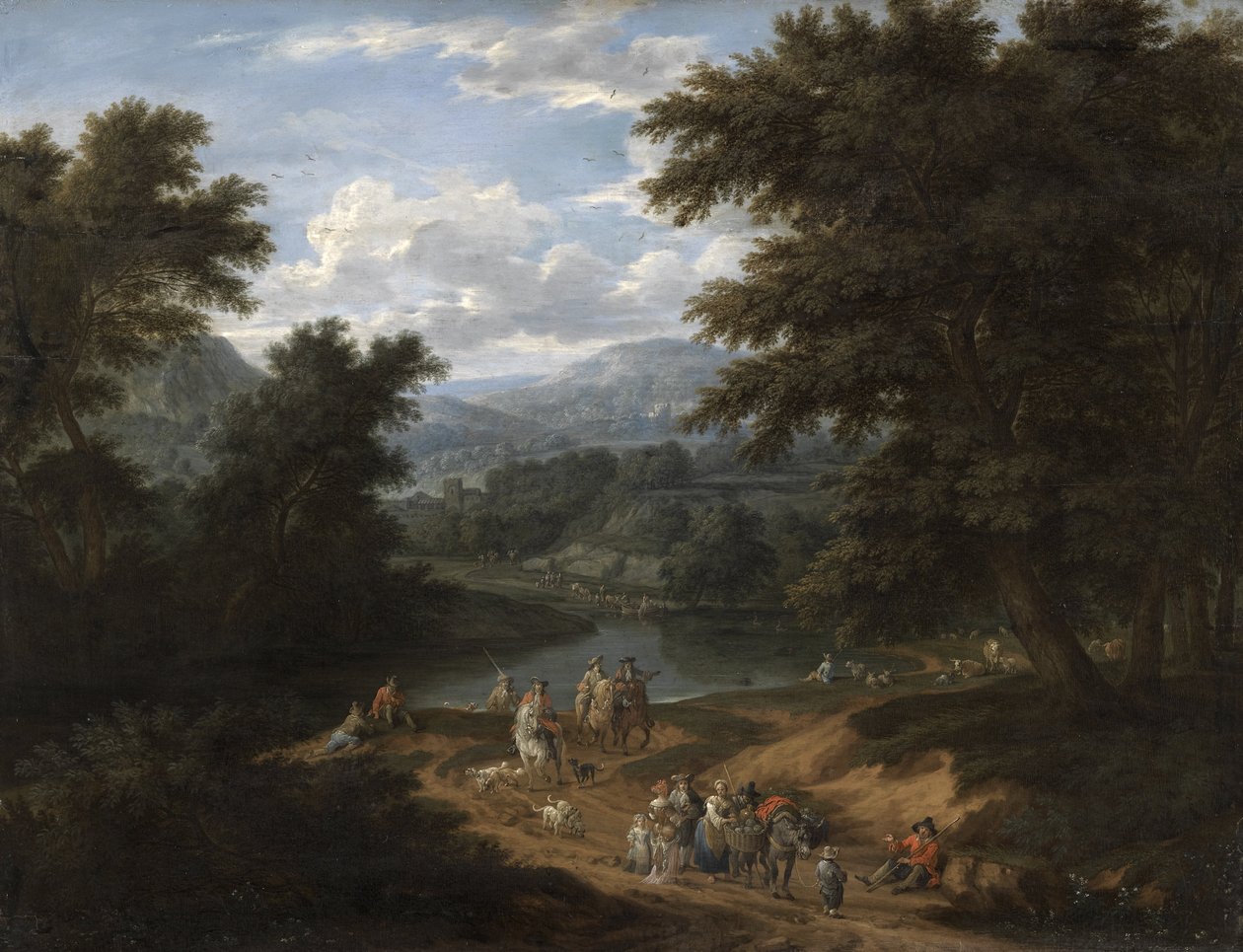 Eine Landschaft mit Reisenden auf einem Pfad von Mathys Schoevaerdts