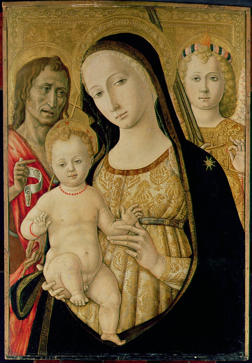 Madonna und Kind mit Johannes dem Täufer und Erzengel Michael, c.1485-95 von Matteo di Giovanni di Bartolo