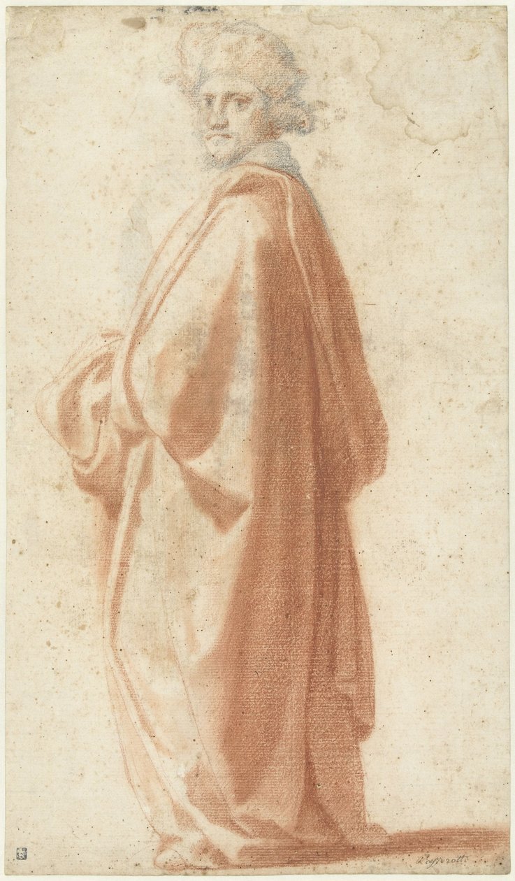 Studie nach einem Modell in weitem Mantel von Matteo Rosselli