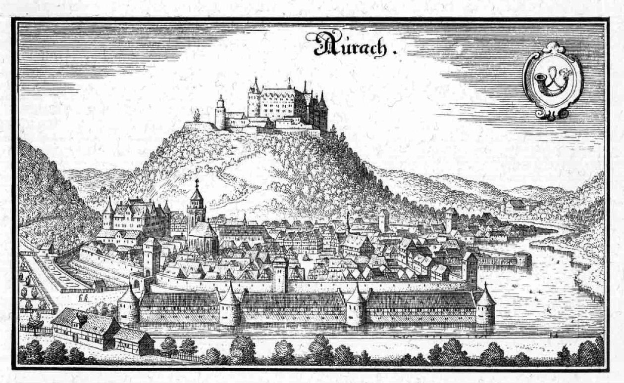 Aurach - Auszug aus Topographia Sueviae (Schwaben) von Matthaus Merian