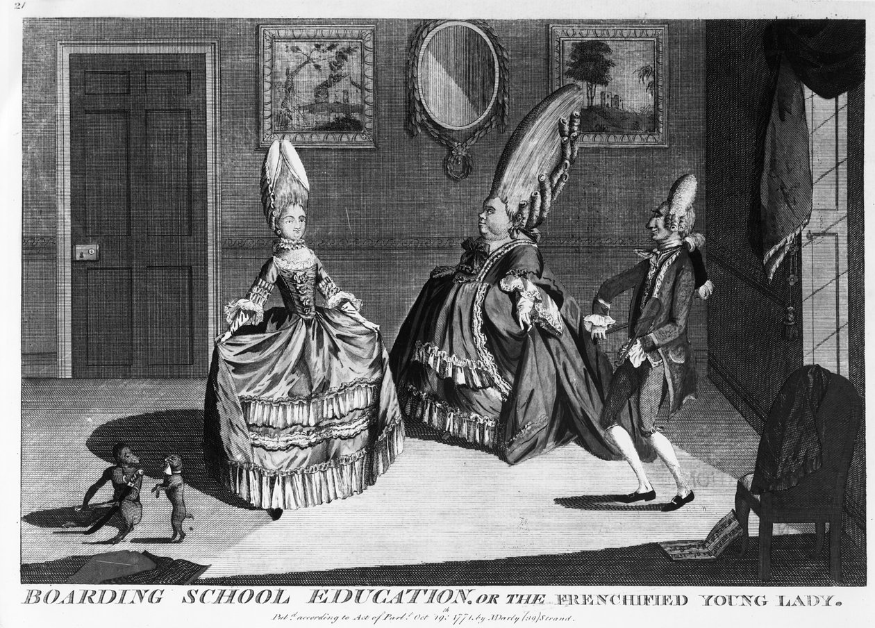 Internatserziehung oder die französisierte junge Dame, 1839 von Matthew or Matthias Darly