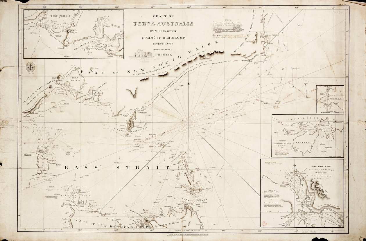 Karte der Bass-Straße von Matthew Flinders von Matthew Flinders