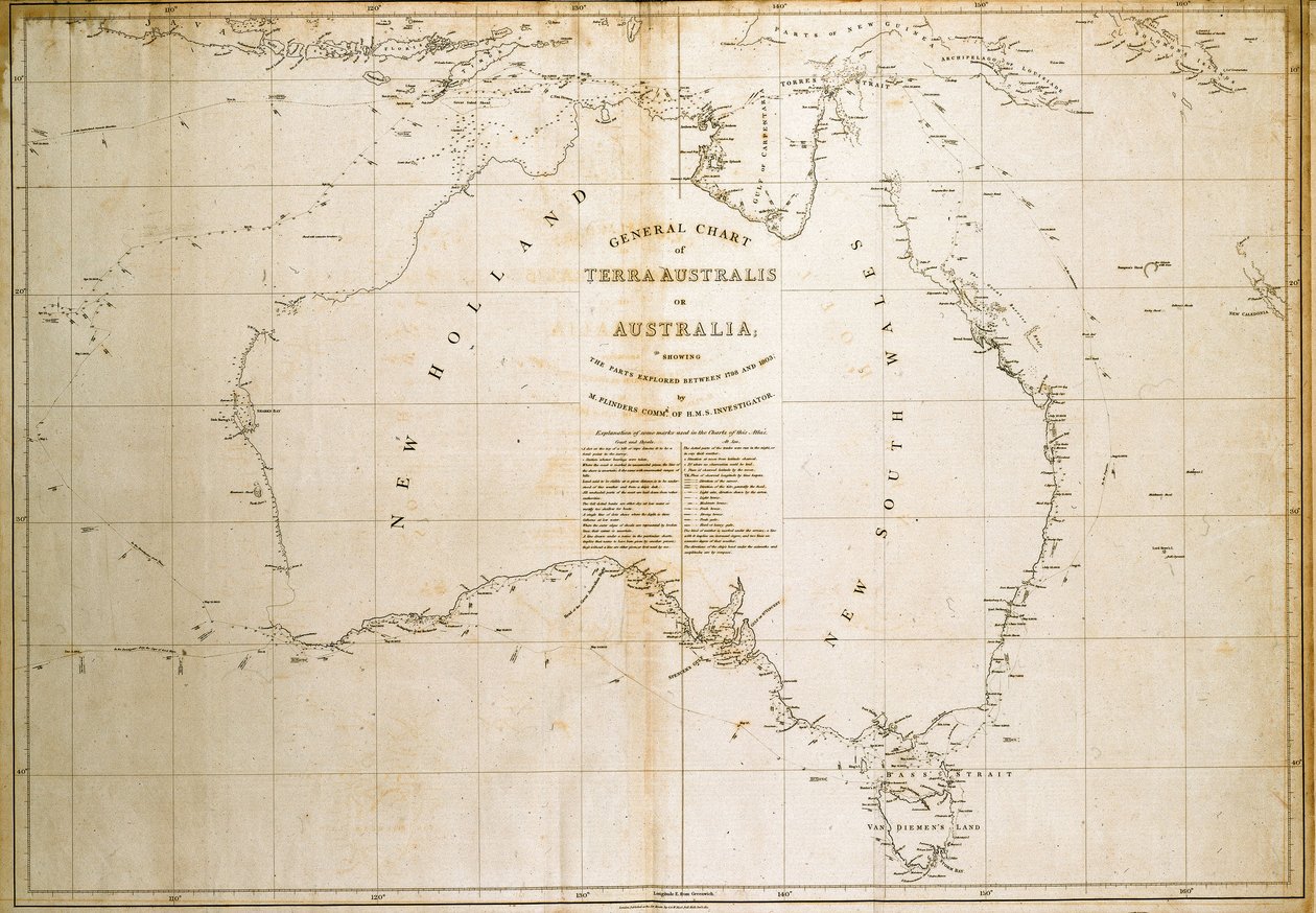 Karte von Terra Australis (Australien) von Matthew Flinders