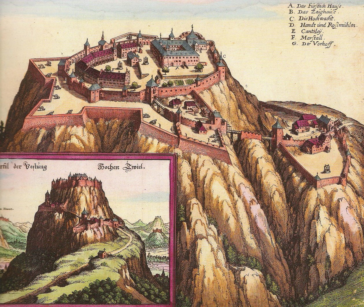 Burg Hohentwiel in Süddeutschland, nahe dem Bodensee von Matthaus the Elder Merian