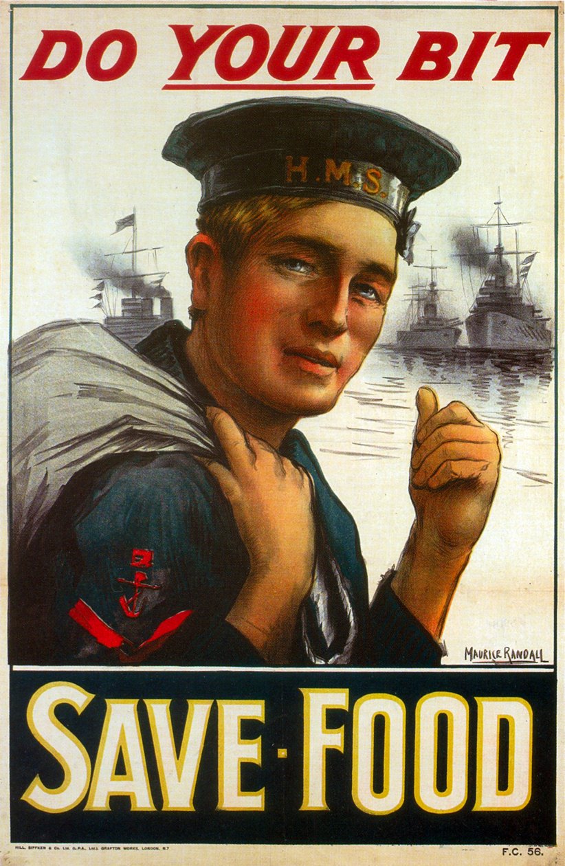 WW1-Poster, das dazu auffordert, deinen Beitrag zu leisten - Spare Lebensmittel, 1917 von Maurice Randall