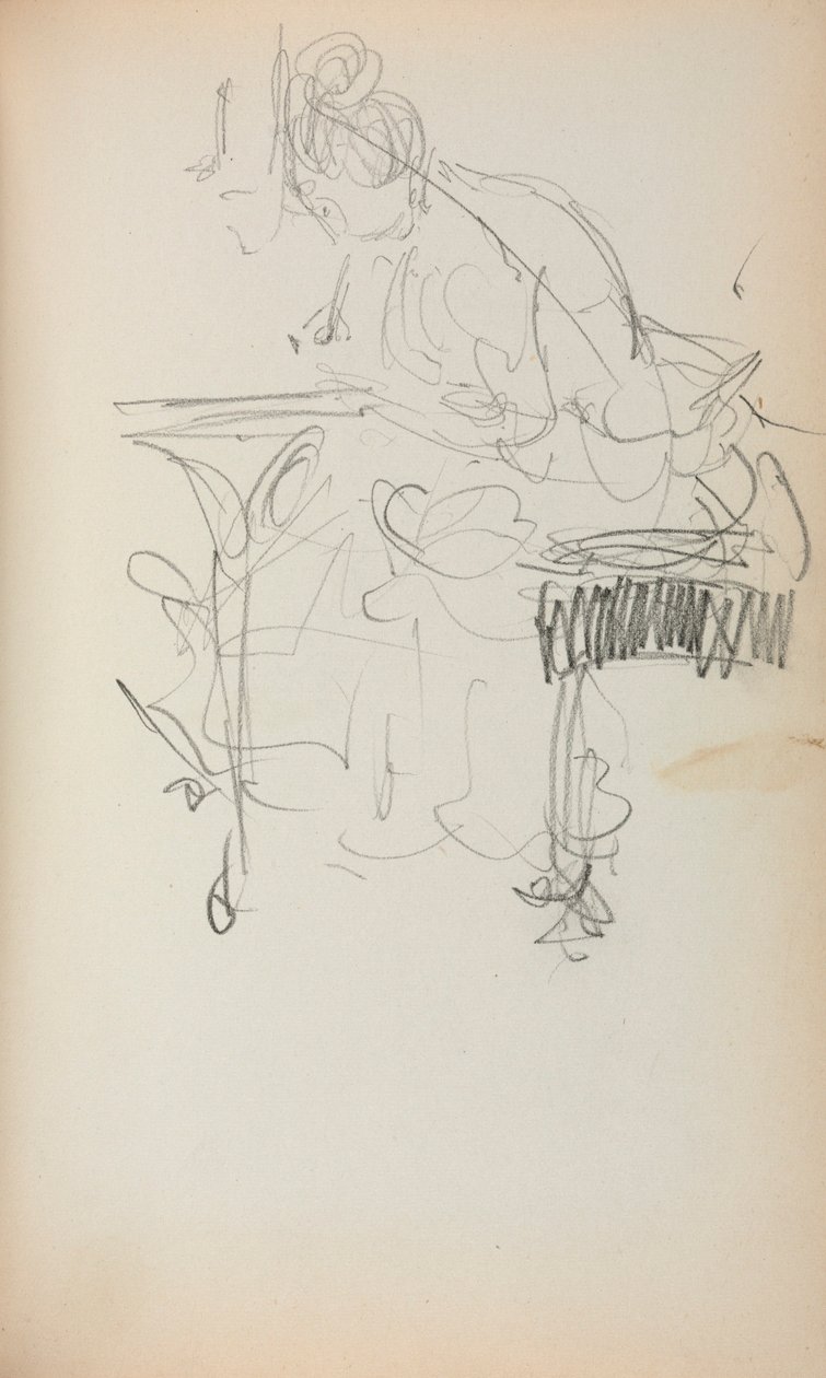 Italienisches Skizzenbuch: Sitzende Frau beim Nähen (Seite 153) von Maurice Prendergast