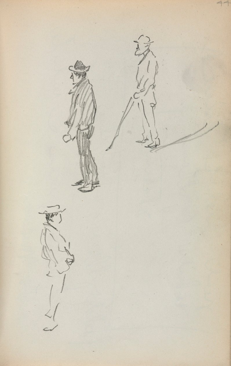 Italienisches Skizzenbuch: Drei stehende Männer (Seite 44) von Maurice Prendergast