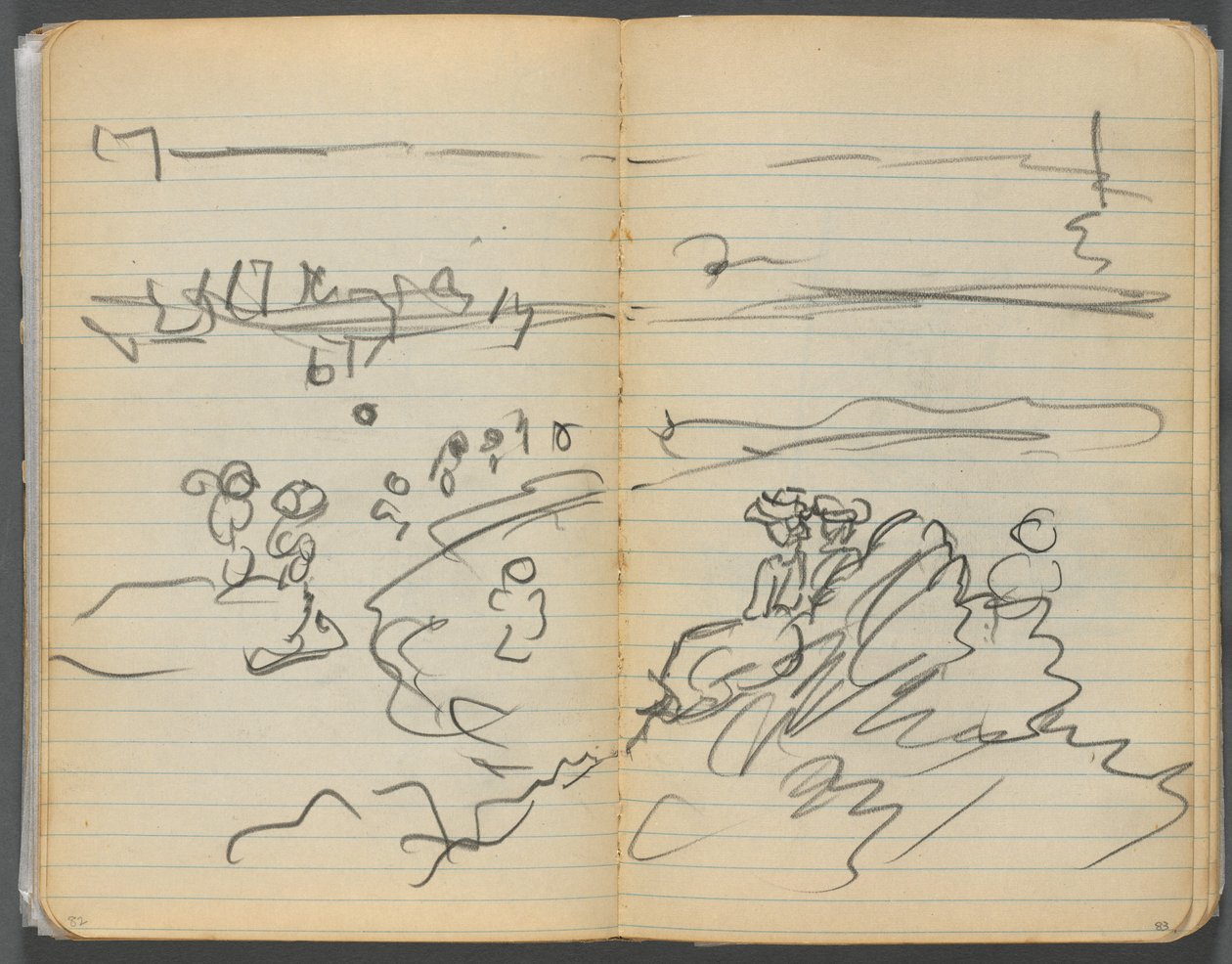 Skizzenbuch, Seite 082 & 83: Strandansicht von Maurice Prendergast