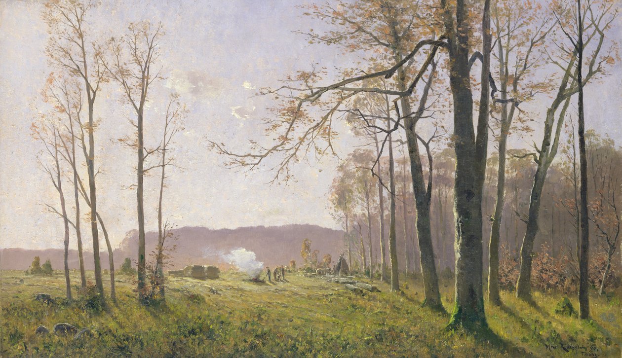 Eine Lichtung in einem herbstlichen Wald, 1890 von Max Kuchel