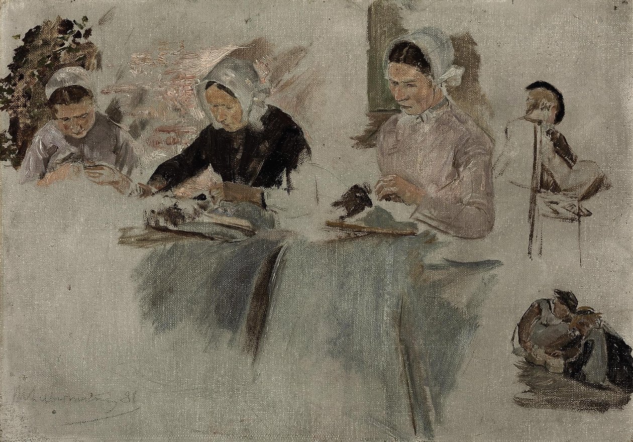 Brabanter Spitzenklöpplerinnen von Max Liebermann