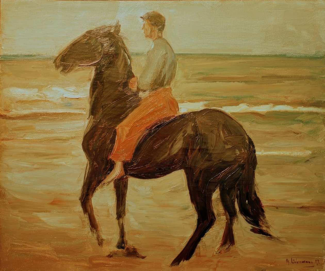 Junger Reiter – Pferdeknecht am Strand von Max Liebermann