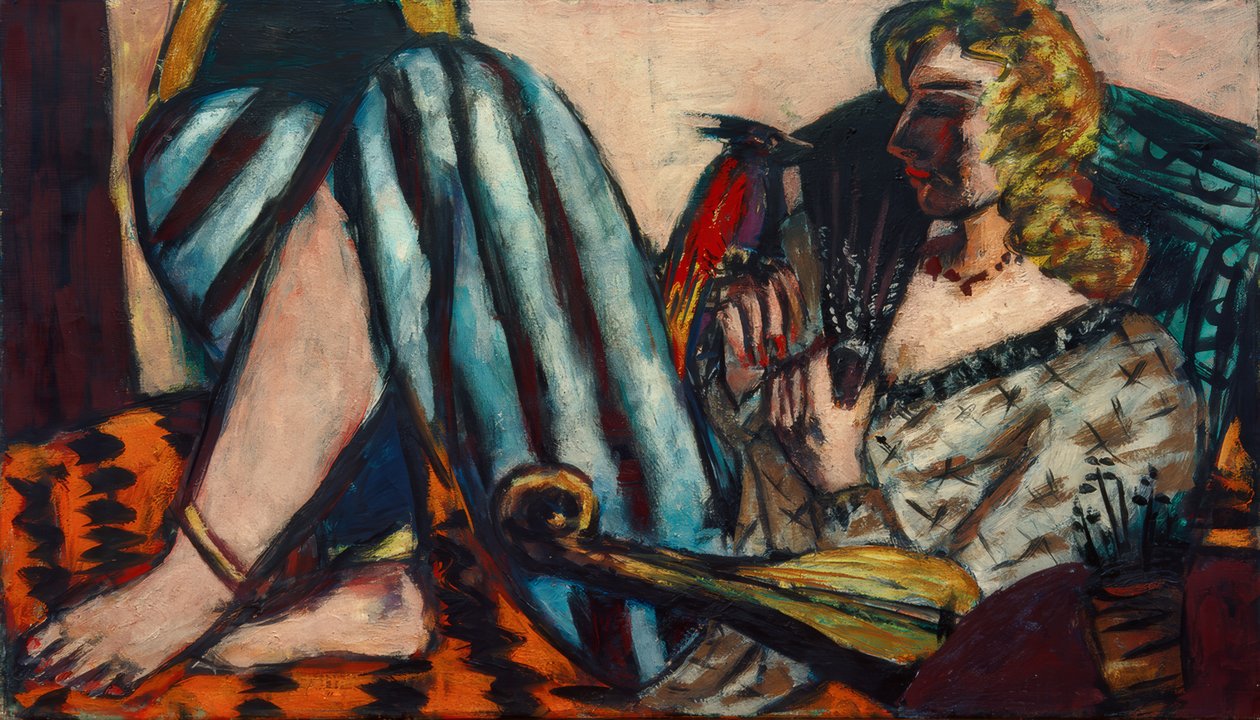 Frau mit rotem Hahn von Max Beckmann