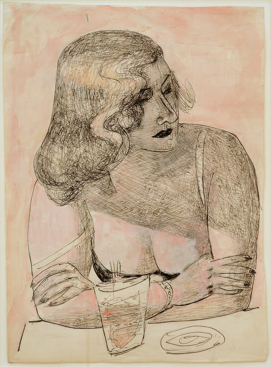 Junge Frau mit Glas von Max Beckmann