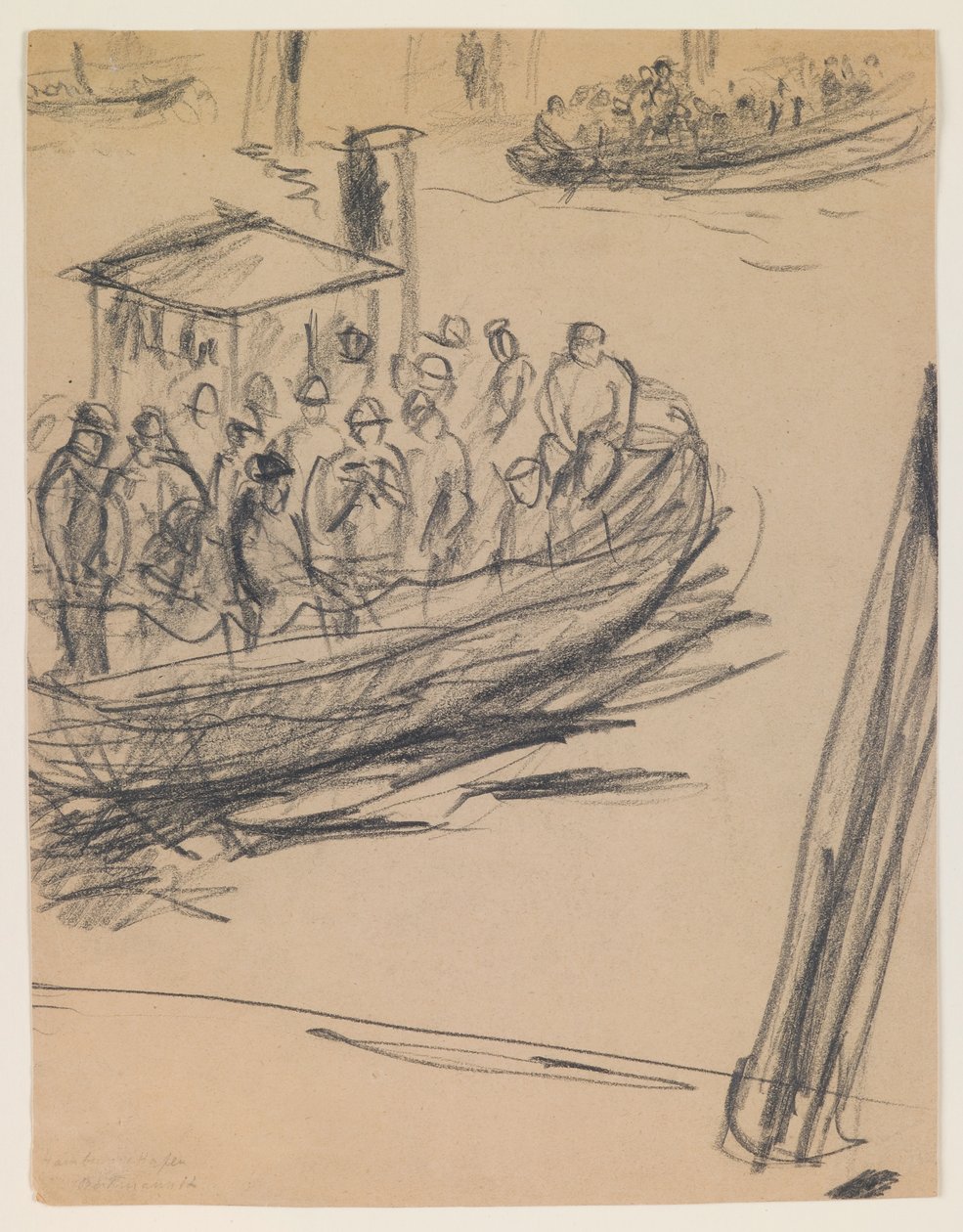 Langboot mit Hafenarbeitern von Max Beckmann
