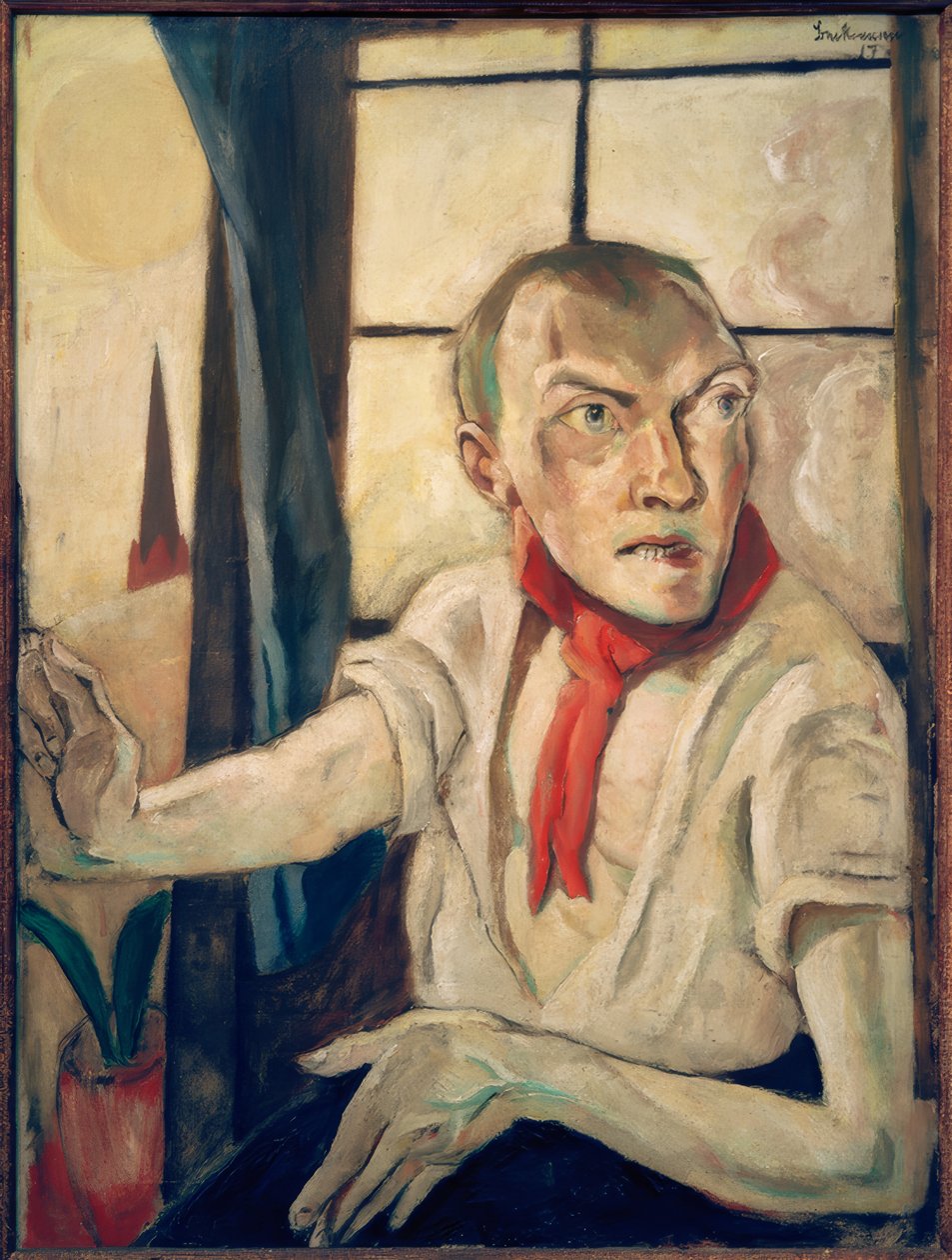 Selbstbildnis mit rotem Schal von Max Beckmann