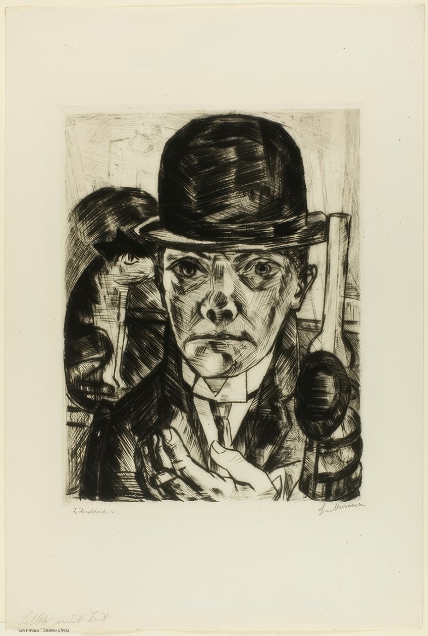 Selbstporträt mit Melone von Max Beckmann