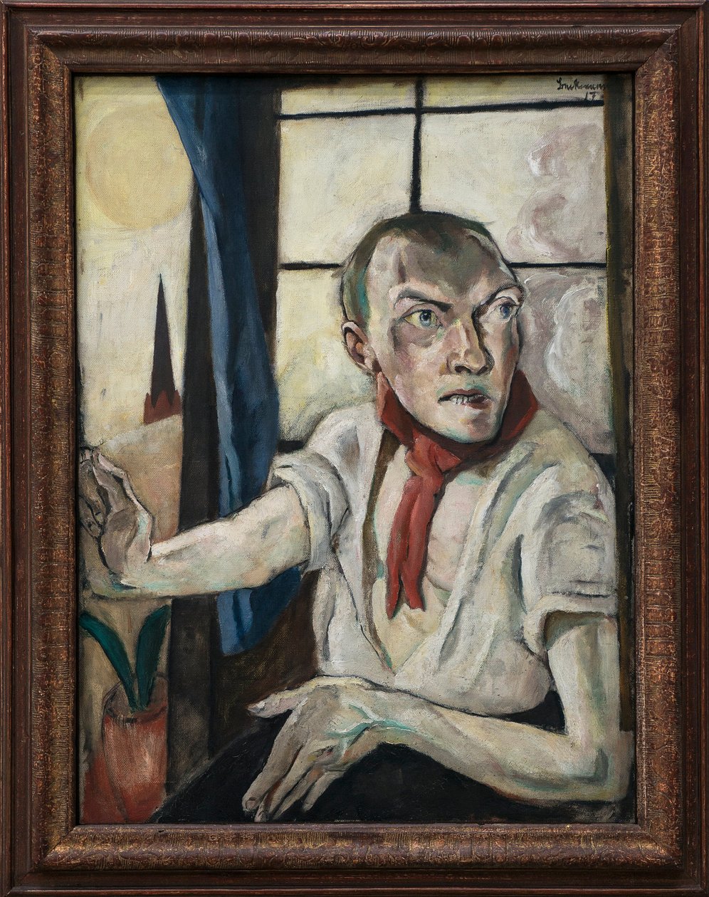 Selbstporträt mit rotem Schal von Max Beckmann